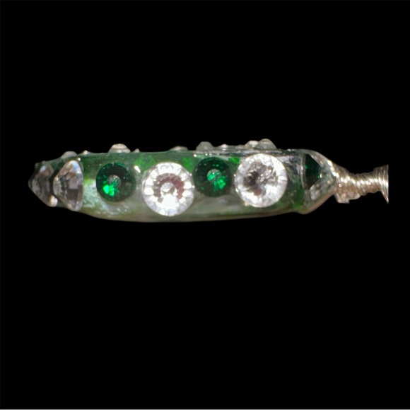 Green & White Silver  Spoon  Dollar Sign Charm Pendant Necklace - Picture 6 of 8